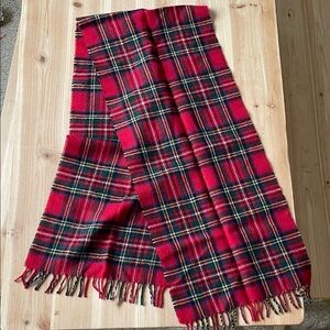 Red Plaid Scarf with Fringe